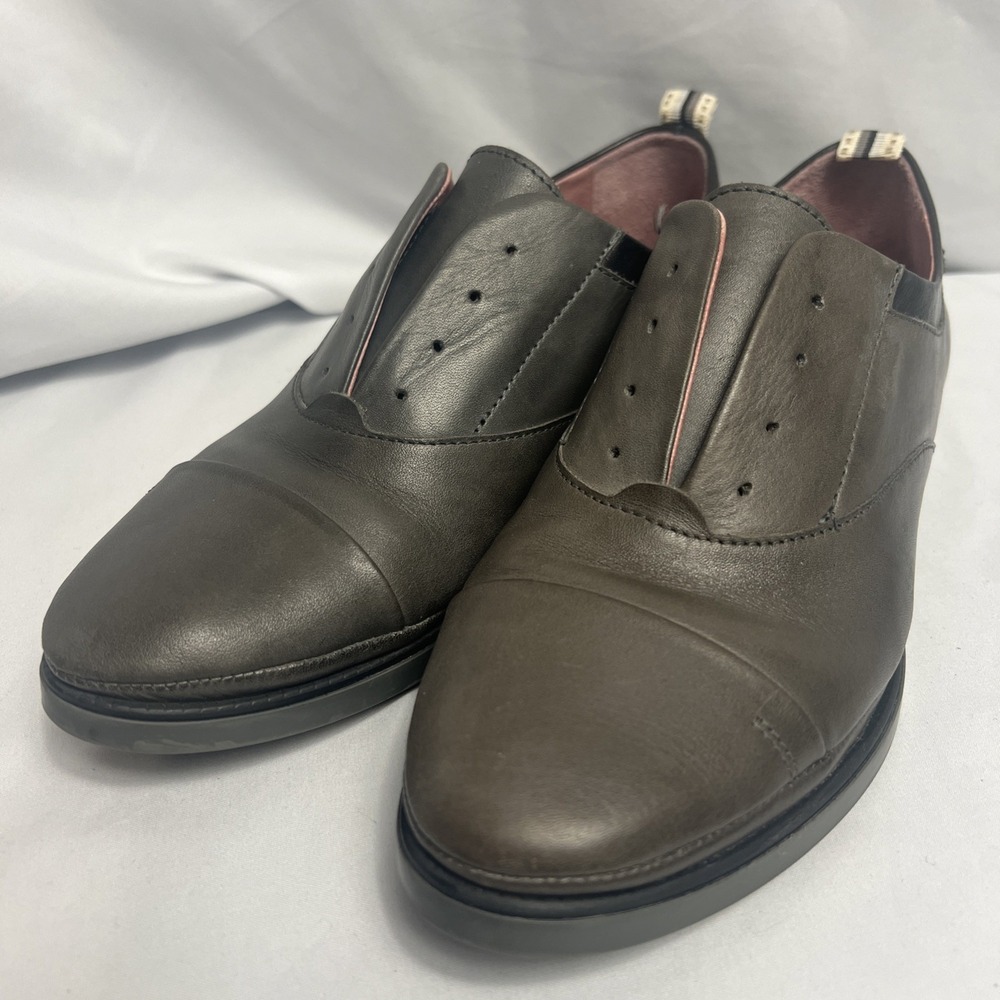 Pikolinos Soft Leather Comfort Shoes Slip On Lace Up Grey Women Sz EU 37 US 6